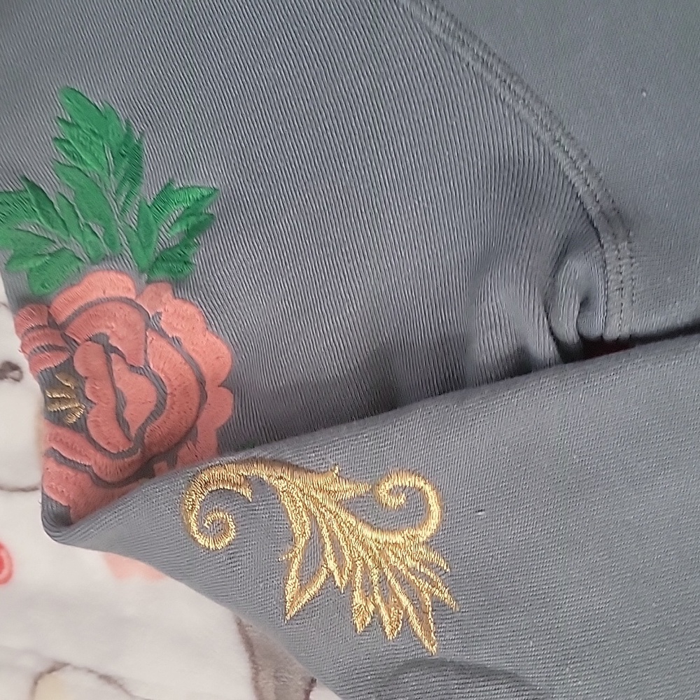 Wildfox Indigo Rose Embroidered Pullover Sweatshirt